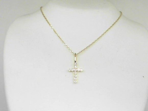 Lafonn Gold Tone Tiny Simulated Diamond Cross Necklace