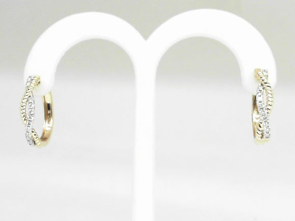 14k Yellow Gold Twisted Diamond (0.29ctw) Hoop Earrings