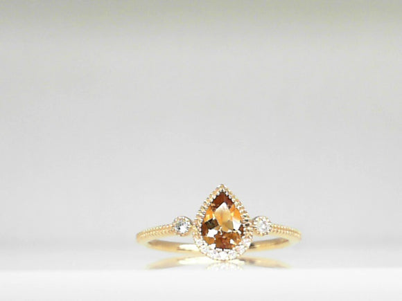 14K Yellow Gold, Citrine and Diamond Birthstone Ring