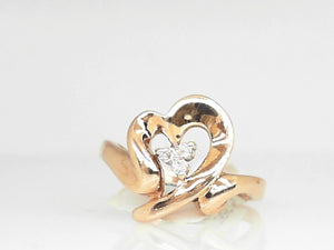 Rose Gold Diamond Heart Shaped Ring