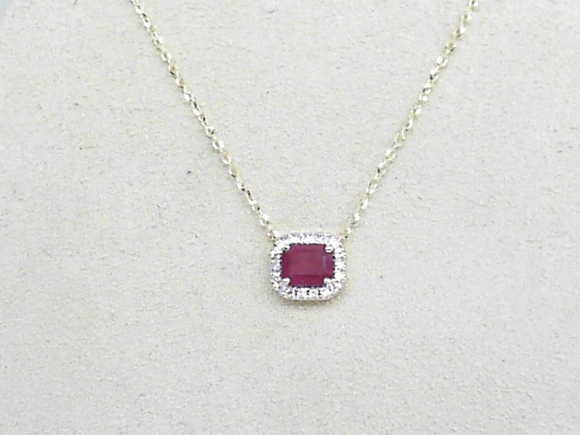14k Yellow Gold 0.54ctw Diamond and Ruby Necklace