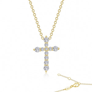 Lafonn Simulated Diamond Cross Necklace Gold