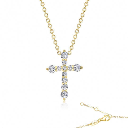 Lafonn Simulated Diamond Cross Necklace Gold