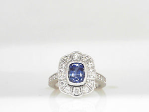 White Gold Diamond and Sapphire Ring