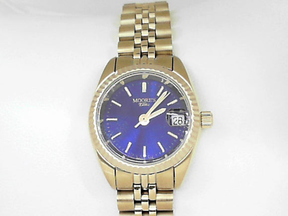 Ladies' Moore's Elite Gold Watch with Blue Dial