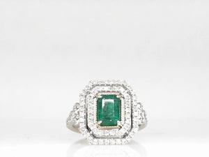 Platnium Two Tone Emerald and Diamond Ring