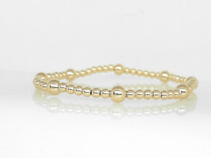 Gold Filled 3+5mm Beaded Stretch Bracelet