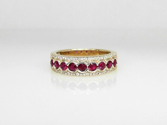 Yellow Gold Ruby and Diamond Band