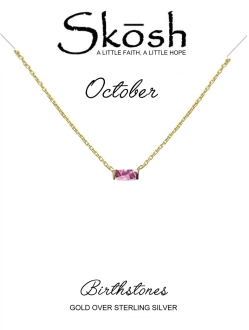 Skosh Gold Plate October Baguette Birthstone Necklace