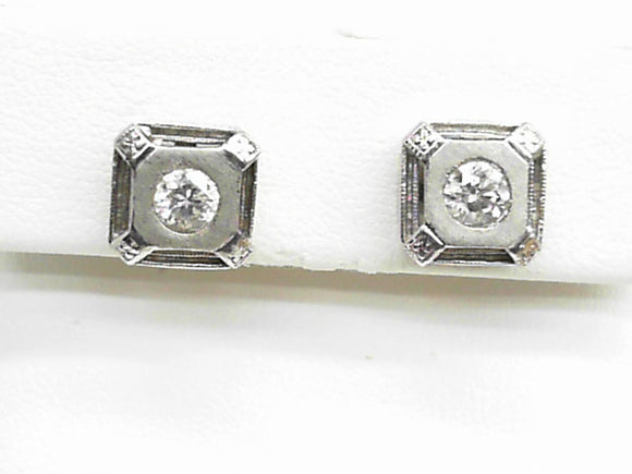 Diamond Studs in White Gold Square Mounting