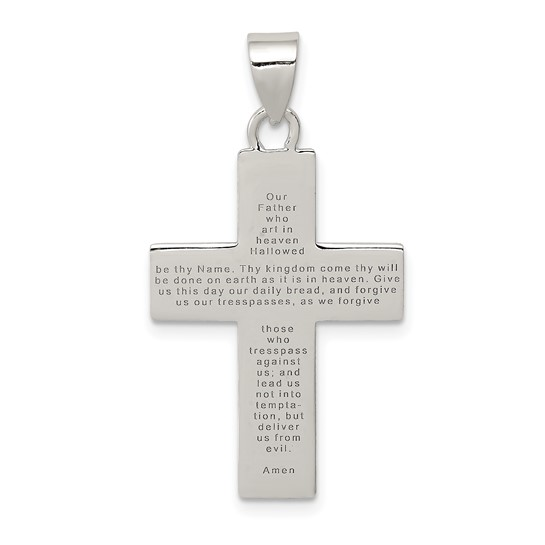 Sterling Silver Polished The Lords Prayer Cross Pendant
