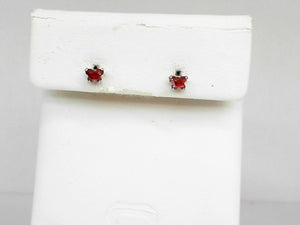 White Gold Baby Butterfly Birthstone Stud Earrings- January