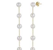 Yellow Gold Pearl By the Yard Drop Earrings