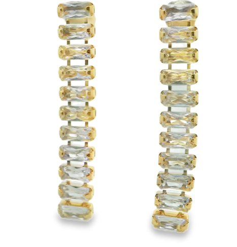 Gold Fill CZ Baguette Dangle Earrings