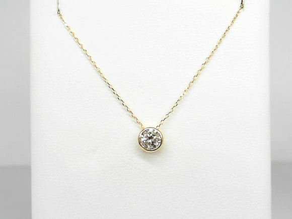 18K YG .31 CT Diamond Solitaire Necklace