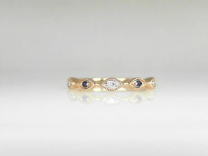 Yellow Gold Sapphire and Diamond Band