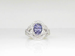 White Gold Oval Tanzanite Ring with .50 CT Diamonds