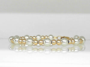 Vivi B "Audrey" Sterling Silver/Gold Filled Beaded Bracelet 7.5"