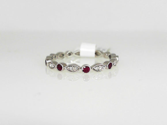White Gold Diamond and Ruby Band