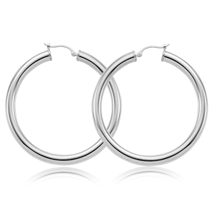 Sterling Silver 4x40mm Tube Hoop Earrings