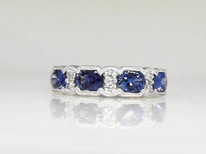 White Gold Sapphire and Diamond Band