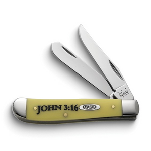 Case Mini Trapper Yellow Synthetic Handle John 3:16 Case Knife