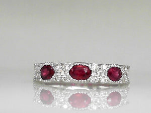 White Gold Ruby and Diamond Band