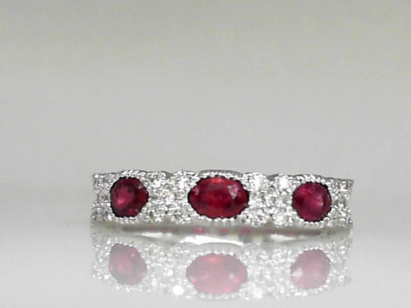White Gold Ruby and Diamond Band