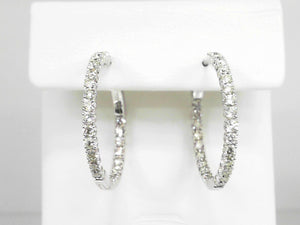 14K WG 2 CTW Diamond Round Shape Inside Out Hoops