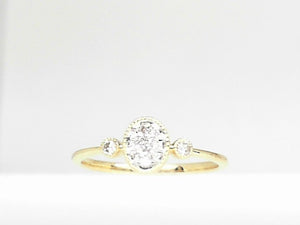 14k Yellow Gold Diamond 0.16ct Oval Cluster Ring