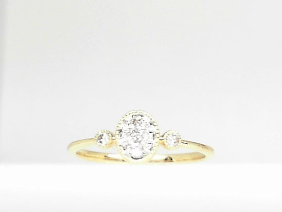 14k Yellow Gold Diamond 0.16ct Oval Cluster Ring