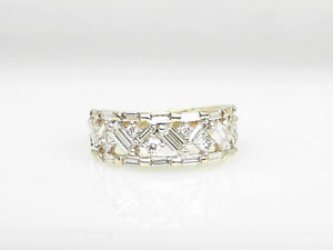 14K Yellow Gold Diamond and Baguette Band
