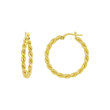 Sterling Silver/Yellow Gold Bonded Twisted Hoops