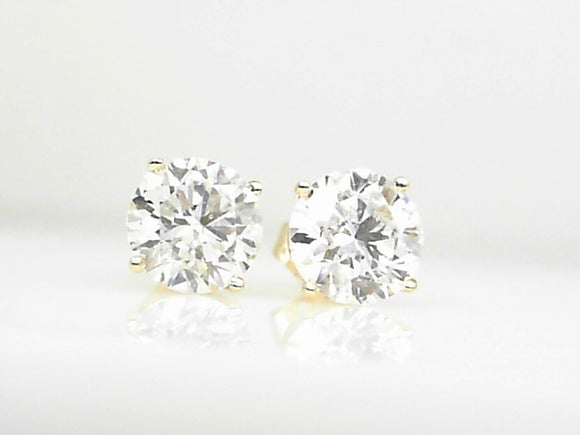 14k Yellow Gold Lab 3.04ct Diamond F-G SI Stud Earrings
