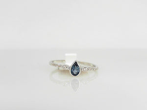 White Gold Tiny London Blue Topaz Stackable Ring