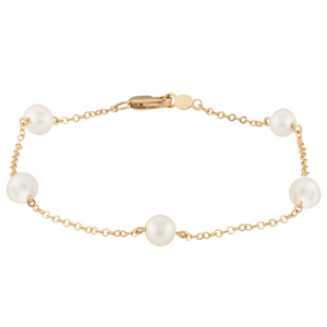 Yellow Gold Multi Pearl Bracelet 7"