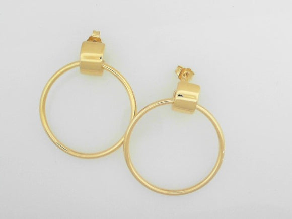 Sterling Silver/Yellow Gold Bonded Post Hoop Earrings