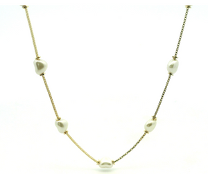 Gold Fill Necklace with Baroque Pearls