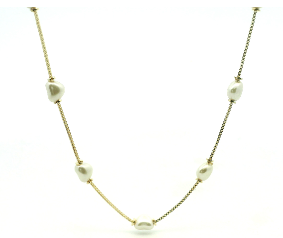 Gold Fill Necklace with Baroque Pearls