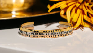 Mantra Bands Gold Plated Dr Suess "Today You are You" Cuff Bracelet