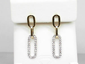 14K YW .67 CTW Diamond Paperclip Earrings #17409