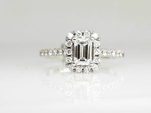 14k WG .70 CTW Diamond Emerald Cut Engagement Ring