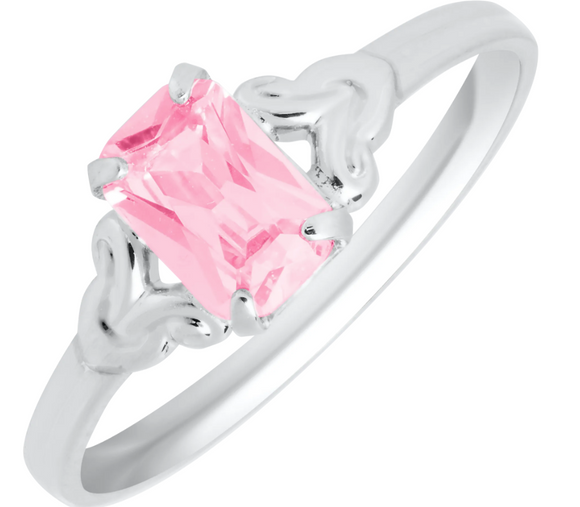 Kids Sterling Silver Birthstone Ring October Size 4