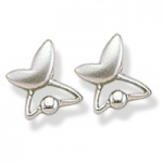 Sterling Silver Matte and Shiny Plain Butterfly Earrings