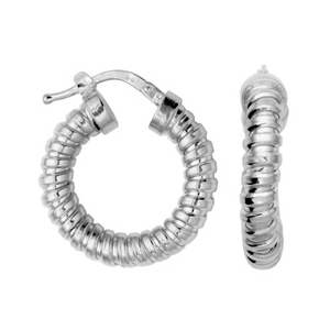 Sterling Silver Rhodium Plated 20mm Hoop Earrings