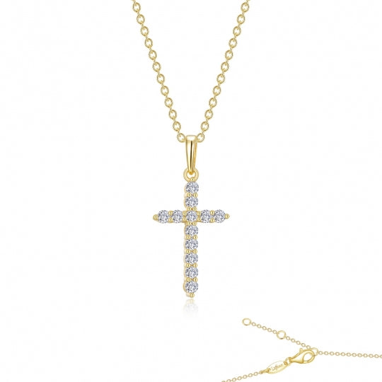 Lafonn Simulated Diamond Cross Necklace Gold