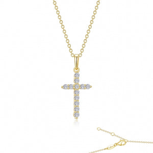 Lafonn Simulated Diamond Cross Necklace Gold