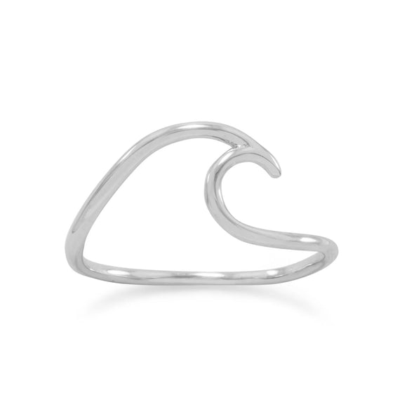 Sterling Silver Rhodium Wave Ring Size 7