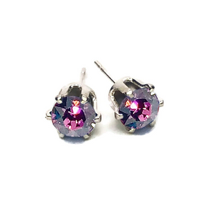 Earth Grace Sterling Silver February Birthstone Stud Earrings