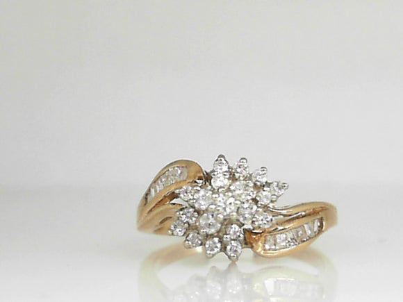 Yellow Gold Diamond Cluster Ring